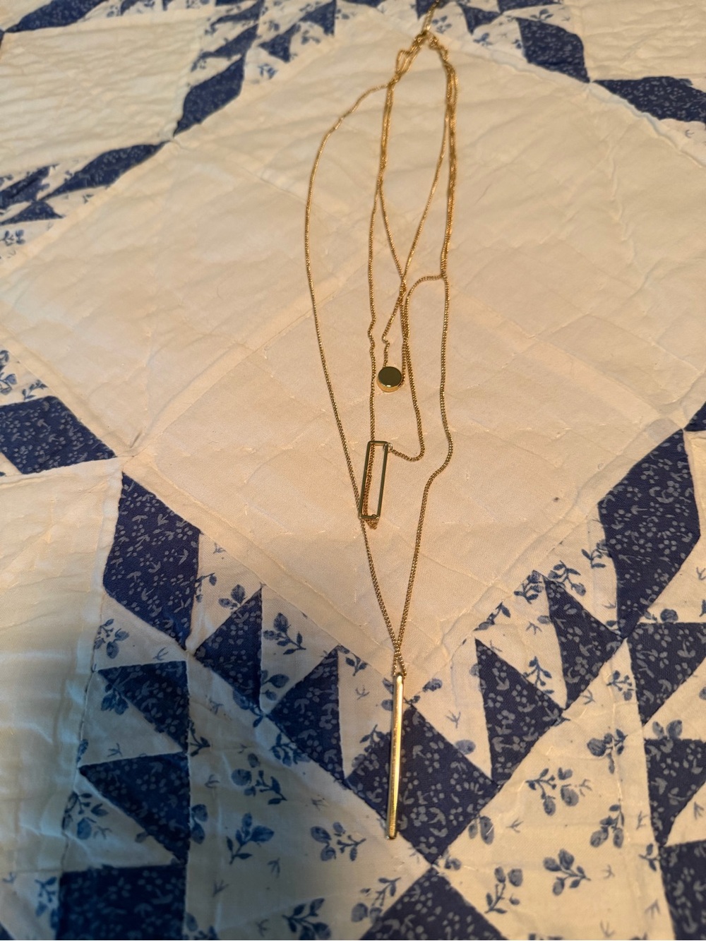 Layered Gold Bar & Disc Necklace - Women Jewelry